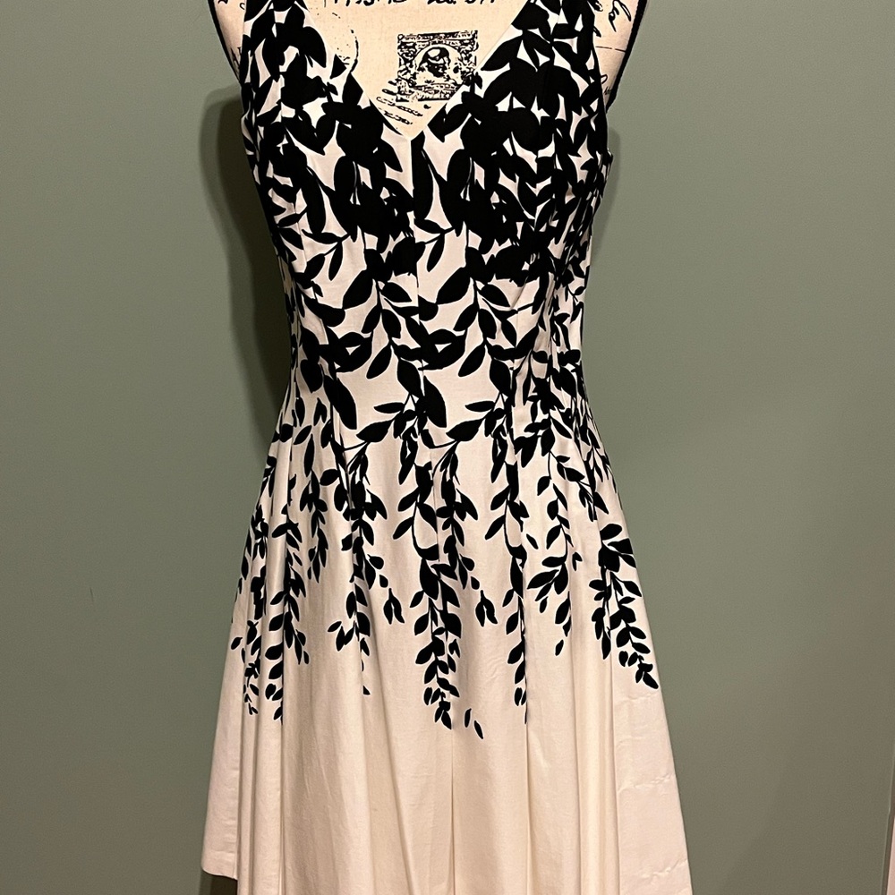 Ralph Lauren Black and White Fit and Flare High Low Dress